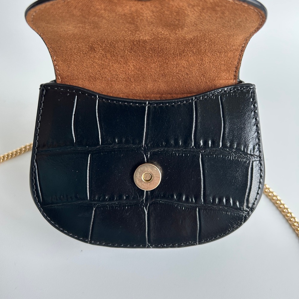Coach Morgan Mini Wallet Card Case on a Chain Black Croc Embossed Leather CN379 - Picture 5 of 10